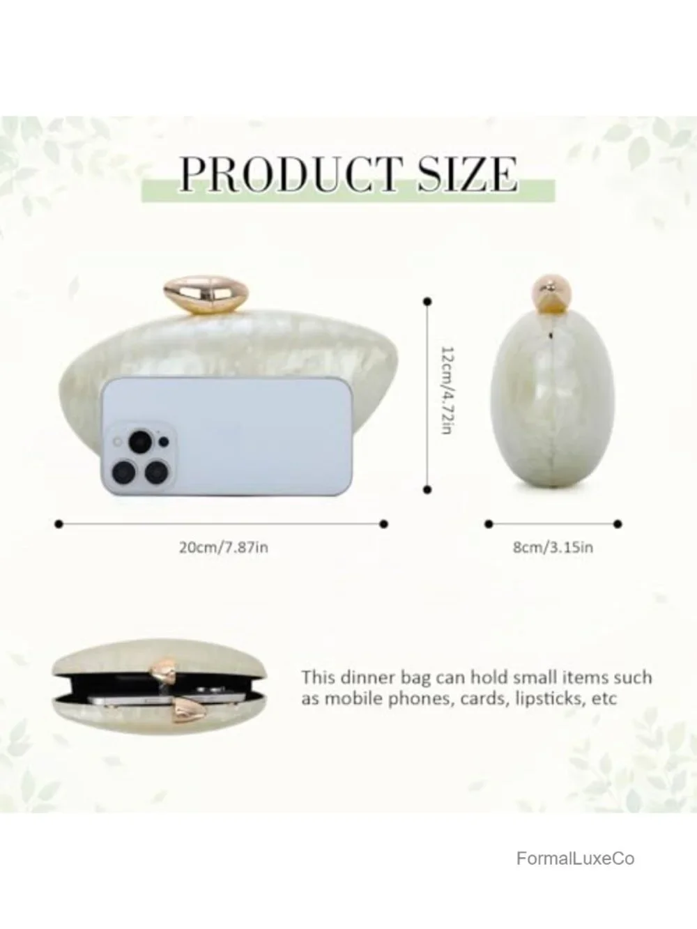 Shell Shaped Acrylic Clutch Metallic Evening Bag Party Formal